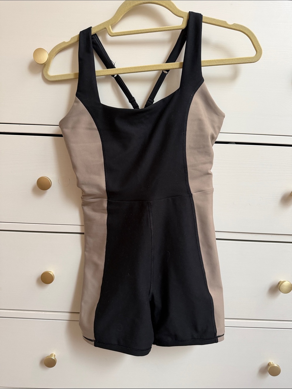 Abercrombie YPB - Two-Tone Black and Taupe Active Romper
